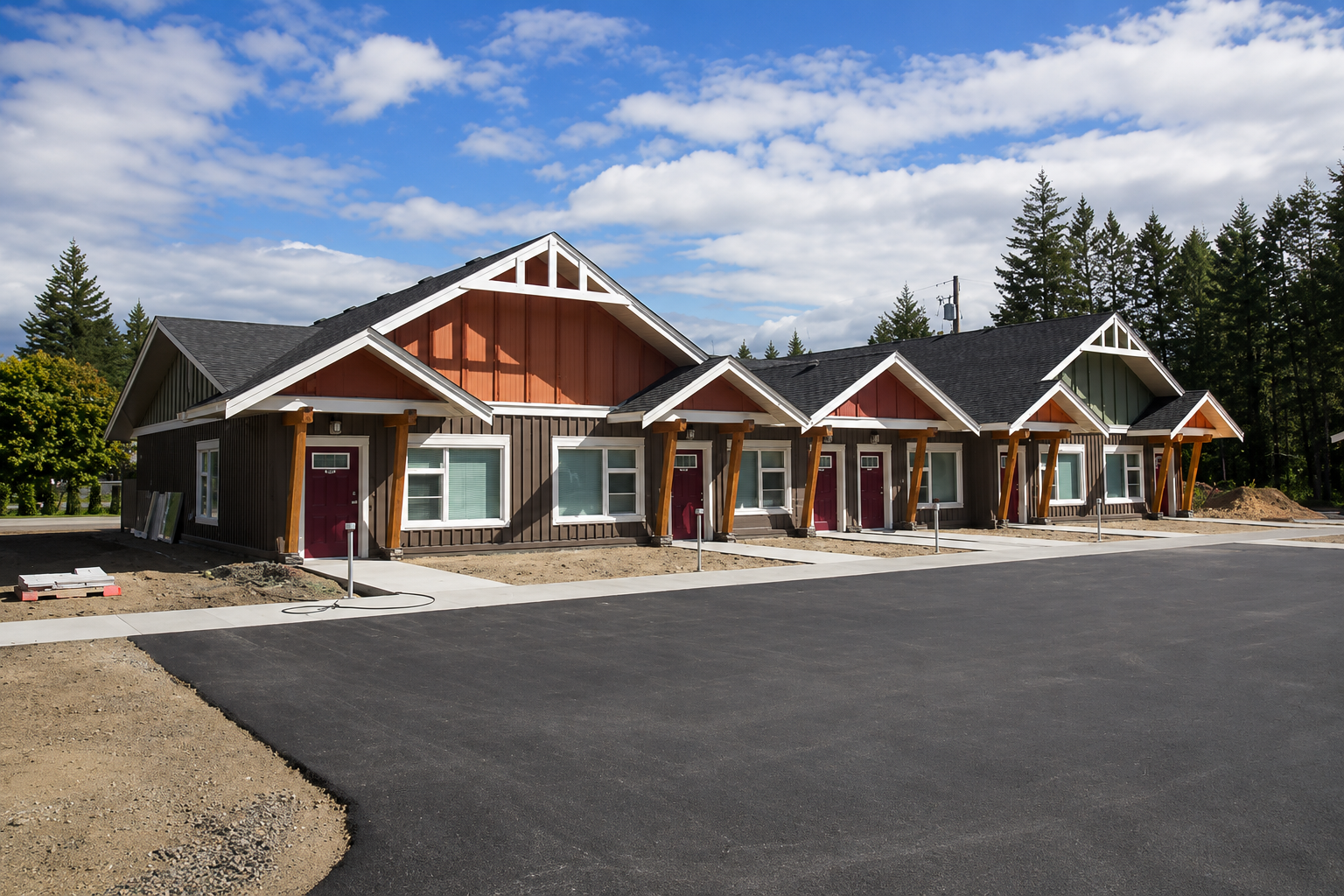 Row of newly built craftsman-style buildings in the Fraser Valley — the kind of community projects ITEC engineers.